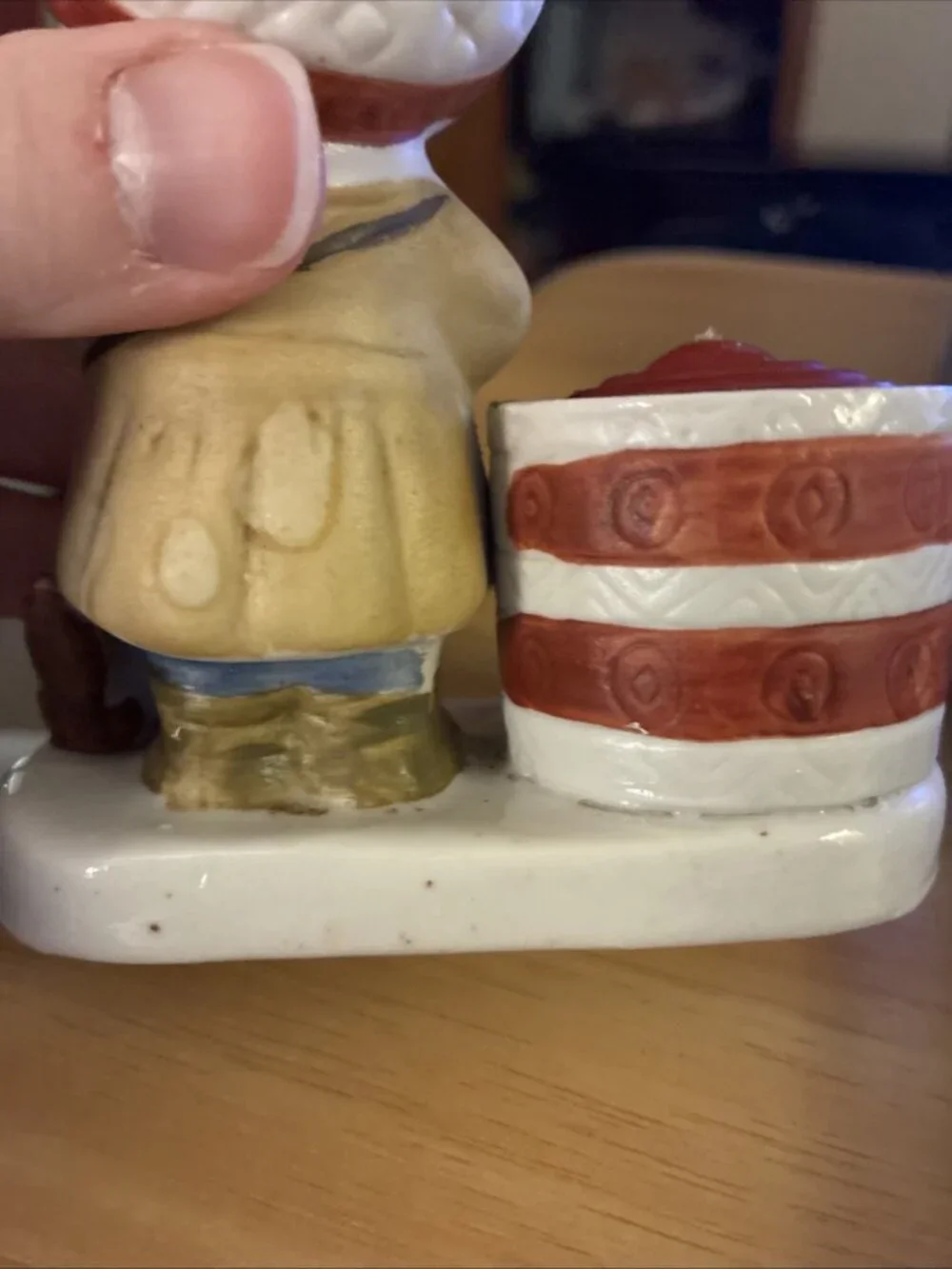 Vintage Christmas Girl Candle Holder Figurine Drum Squirrel Retro Cottagecore